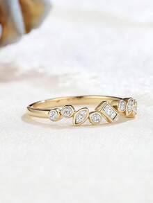 QIUCHU 1pc, S925 Sterling Silver; Asymmetrical Elegant Personalized Ring, French Luxury Niche Versatile Finger Ring, Elegant Exquisite High-End Tail Ring. Lead, Cadmium, Nickel Free, Low Allergenic. Silver Net Weight 1.3g~1.4g; Perfect Choice For Dating, Daily Gatherings, And Also An Excellent Holiday Gift. US Size 6~US Size 9. - Gold - View 6