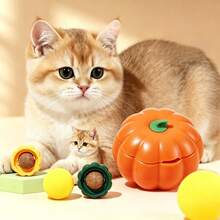3 Colors Cat Pumpkin Licking Toy, Wall-Mounted Rotating Cat Chew Toy, And Healthy Edible, Cleans Teeth And Relieves Anxiety, Suitable For All Ages Of Kittens And Cats - Multicolor - View 10