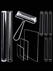 Transparent Mud Press Plate Roller Tool Set, Thickness Ruler Press Mud Stick Soft Clay Tools For Jewelry Making, DIY Handmade Jewelry Mold Kit - Toolkit - View 1