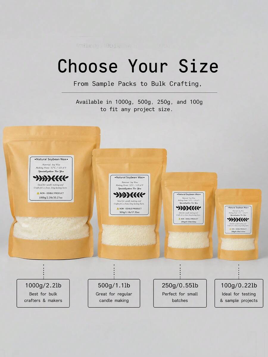 1000g/500g/250g/100g Natural Soy Wax, White Candle, Candle Making Raw Material, Container Candle, DIY Tea Candle, Cup Candle, Aromatherapy Candle - Soy Wax - View 1