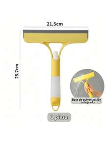1/2-Piece 3-In-1 Window Cleaner With Integrated Sprayer, Silicone Squeegee And Absorbent Sponge, Cleans Windows, Mirrors And Shower Screens Without Water Marks, Available In White, Blue And Yellow, Multifunctional Household Cleaning Tool - Yellow - View 11