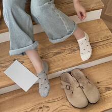 5 Pasang Kaos Kaki Wanita Model INS dengan Pita, Tipis, Anti Selip, Tidak Mudah Lepas, Berongga, Bernapas, Potongan Pendek, Model Perahu - kaus kaki perahu motif dasi kupu-kupu - View 10