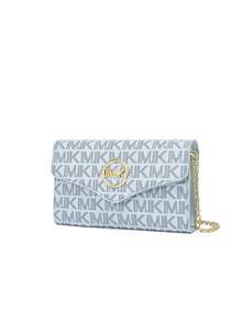 Dedoo PU Leather Dual-Color Letter Print Casual Shoulder Bag, Envelope Bag, Chain Shoulder Bag, Crossbody Bag, Women's Style, Fashionable And Versatile - Blue - View 3