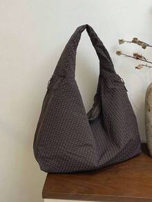 Fashionable Solid-Color Shoulder And Underarm Bag With Large Capacity, Multiple Pockets And Multiple Compartments - Dark Grey - View 12