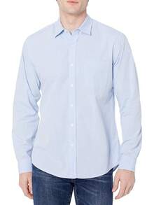 Essentials para hombre ajuste Regular manga larga camisa de cuadros - Gris claro Blanco a cuadros - Ver 13
