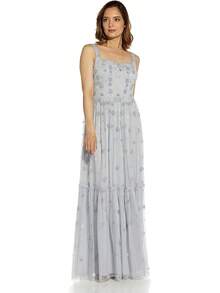 Adrianna Papell Beaded Boho Long Dress Vestido para ocasión Especial Mujer - Glaciar - Ver 3