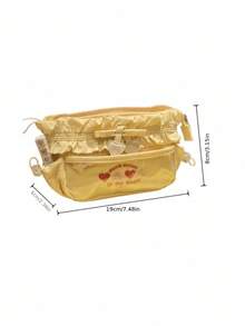 1pc Fashionable Embroidered Heart Pattern Pencil Case (Pencil Case Only), Large Capacity Multi-Compartment Storage, Durable Fabric, Suitable For Daily Storage, Practical And Versatile, Back To School Season,Back To School Season - Heart-shaped Pencil Case - View 6