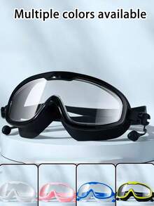 1pc Summer Adult Large Frame Waterproof Anti-Fog Swimming Goggles With Anti-Loss Earplugs, High Definition Swim Goggles Accessories (Random Swim Goggles Box Included) - Multicolor - View 5