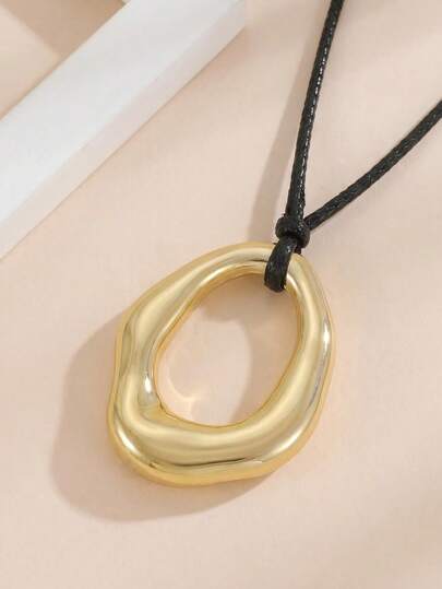 1 pieza Collar de metal hueco asimétrico con múltiples colgantes geométricos, joyería de moda casual para mujer para la calle y fiestas, regalo del Día de San Valentín