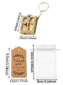 3pcs/Set Keychain Party Favor Set, Mini Bible Keychain With Thank You Tag And Organza Bag, Religious Cross Keychain Suitable For Wedding, Baptism, Communion, Birthday, Graduation Party Return Gift Souvenir - A - View 4