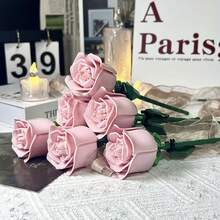 300+ Pcs 3pcs/5pcs DIY Mawar Balok Bangunan Merah Pink Biru, Bunga Balok Bangunan, Dekorasi Meja, Hadiah Hari Valentine, Natal dan Halloween, Hadiah Terbaik untuk Pacar (Vas Tidak Termasuk) - MultiWarna - View 15