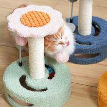 Small Flower-Shaped Cat Tree, Scratch-Resistant Sisal Posts, Hollow Base With Cat Teaser Ball, Viewing Platform Included, Multiple Colors Available, Integrated Play And Scratching Design With Space-Saving Footprint. - Multicolor - View 7
