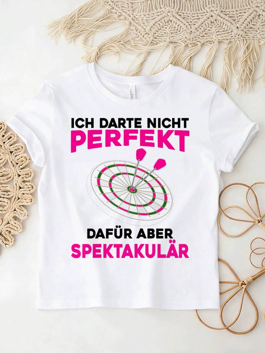 Don't Be Perfect, Darts Darterin Women's Darts Shirt, Unisex For Men And Women, Fun Shirt For All Seasons, 180g - White - View 1