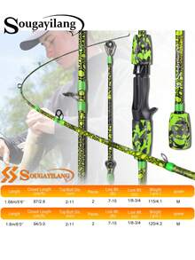 SOUGAYILANG Carbon Fiber Casting Fishing Rod, 1.68M/1.8M Baitcasting Rod With EVA Camo Grip, Perfect Green Honeycomb Camo Spinning Rod, Portable Freshwater Saltwater Fishing Rod - Green - View 4