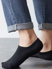 3/6/8 Pairs Women's Spring/Summer Black/White/Grey Solid Color Casual Comfortable Minimalist Invisible Boat Socks Suitable For Home, Office, Daily Wear - Multicolor - View 5