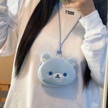 San-X Rilakkuma Blue Relaxed Bear Smiling Face Cute Neck Bag Funny Expression Earphone Card Holder Coin Purse CCD Bag - Multicolor - View 11