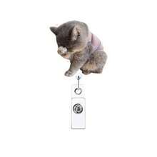 1pc/2pcs/3pcs Acrylic Cat Expression Retractable Rotating Badge Reel Doctor Nurse Keychain ID Holder - Multicolor B - View 25