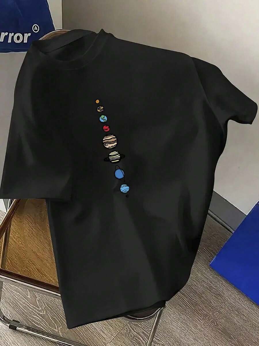 Envío Local - Envío desde DE/IT/FR/ES/PL - Camiseta Unisex con Estampado de Planetas Cósmicos para Hombre - Ropa Masculina - 100% Algodón, Manga Corta, Cuello Redondo, Camiseta Casual, Regalo Esencial, Regalo Perfecto para las Fiestas - A - Ver 1