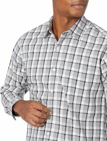 Essentials para hombre ajuste Regular manga larga camisa de cuadros - Azul claro - Ver 4