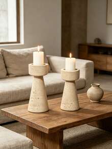 1pc Geometric Candle Holder, Modern Minimalist Design, Suitable For Home Desktop Decor - Tall and Short Columns - View 6