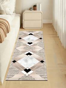1pc Luxury Milk Tea Color Geometric Rhombus Diatom Mud Kitchen Mat, Sponge Absorbent Layer, Rubber Anti-Slip Bottom 3.5mm Trimmable, Kitchen Bathroom Entryway Living Room Multi-Scene Universal Rug - Multicolor - View 8