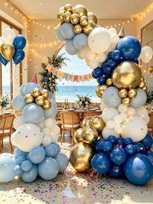 102pcs Blue, White And Gold Graduation Balloon Decoration Set, Suitable For Graduation Celebration, Graduation Ceremony Decoration, Graduation Memorial Event, Graduation Theme Party And Graduation Photo Backdrop - Graduation Season Blue, White and Gold Balloon Decoration Set - View 8