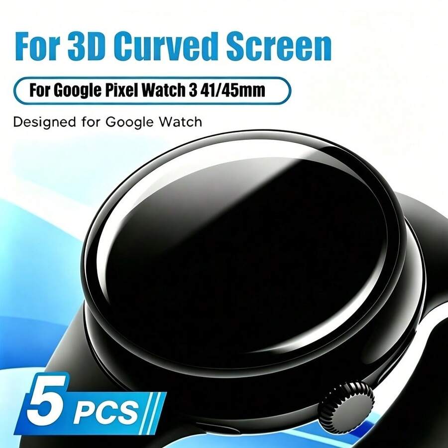 5pcs 3D Curved High Definition Screen Protector Film, Compatible With Google Pixel Watch 3 (41mm/45mm), Made Of TPU Soft Film (Non-Glass), Smooth Touch, High Transparency, Full Coverage Without Bubbles - 5pcs for Pixel Watch 3-41mm - View 1
