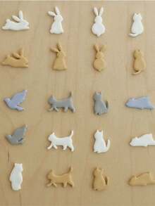 Cortadores de arcilla polimérica con formas de animales, conejo, oso, pájaro & silueta de gato para suministros de manualidades de pendientes hechos a mano con un toque caprichoso - Blanco - Ver 7