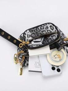 復古休閒時尚百搭多口袋通勤包 相機包 學院風教師節禮物 格紋寬肩帶大容量便攜輕量女包 運動後背包 豹紋斜挎包 便攜輕量辦公教師大學生單肩包 Y2K 龐克風 - 黃色 - 查看 7