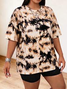 Speed mate 大尺碼女款 T-shirt，閃電印花，可愛休閒寬鬆運動健身、週末與日常穿著短袖夏季上衣 - 橘色 - 查看 2