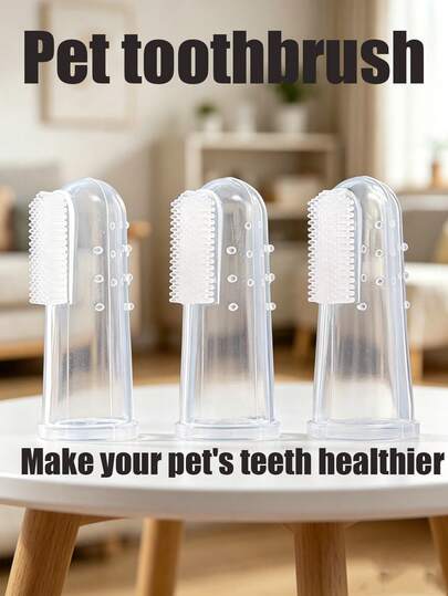 1 pièce/5 pièces/10 pièces Brosse à dents pour animaux de compagnie transparente, brosse à dents en silicone pour doigt, outil de nettoyage des gencives avec points de massage surélevés, outil de soins bucco-dentaires pour animaux de compagnie, brosse à dents en silicone souple pour doigt pour chats et chiens, nettoyage doux des dents, brosse à dents pour animaux de compagnie, outil de soins bucco-dentaires, manchon de doigt pour le nettoyage de la plaque, éliminer la plaque dentaire des animaux de compagnie, soins des dents des animaux de compagnie, lavable, résistant aux taches