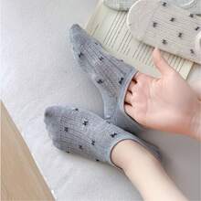 5 Pasang Kaos Kaki Wanita Model INS dengan Pita, Tipis, Anti Selip, Tidak Mudah Lepas, Berongga, Bernapas, Potongan Pendek, Model Perahu - kaus kaki perahu motif dasi kupu-kupu - View 8