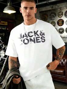 Men's Summer T-Shirt With Jack&Jones Graphic Print, Classic Vintage Style, Premium Fabric, Loose Fit, Casual, Modern, Unique Design, Comfortable And Breathable For Everyday Wear And V - White - View 2