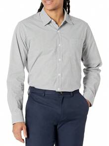 Essentials para hombre ajuste Regular manga larga camisa de cuadros - Azul Francés - Ver 13