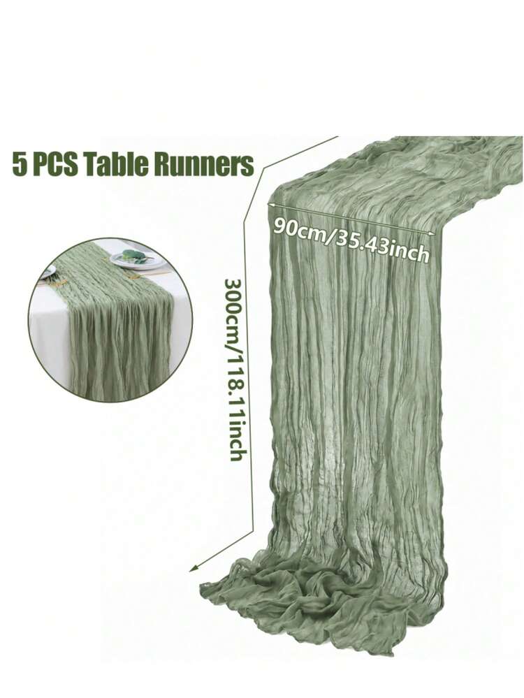 5pcs Green Pleated Table Runner, Foldable Tablecloth, Holiday Birthday Decoration Wedding Decoration Holiday Home Decor Party Room Dining Table Decoration Tablecloth, Table Runner, Solid Color Tablecloth, Birthday Decoration Wedding Decoration, 2026 New Year Decoration, Party Gift, Party Decoration, Home Table Runner, Christmas Decoration, - Green - View 21