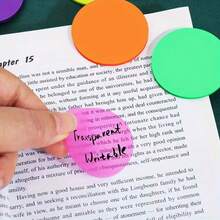 120pcs Transparent Sticky Notes Colorful (Random Color), Cute Round Transparent Memo Pads, Semi-Transparent Bookmark Page Clips Stickers, Planner Accessories Aesthetic Office & Study Supplies - Multicolor - View 2