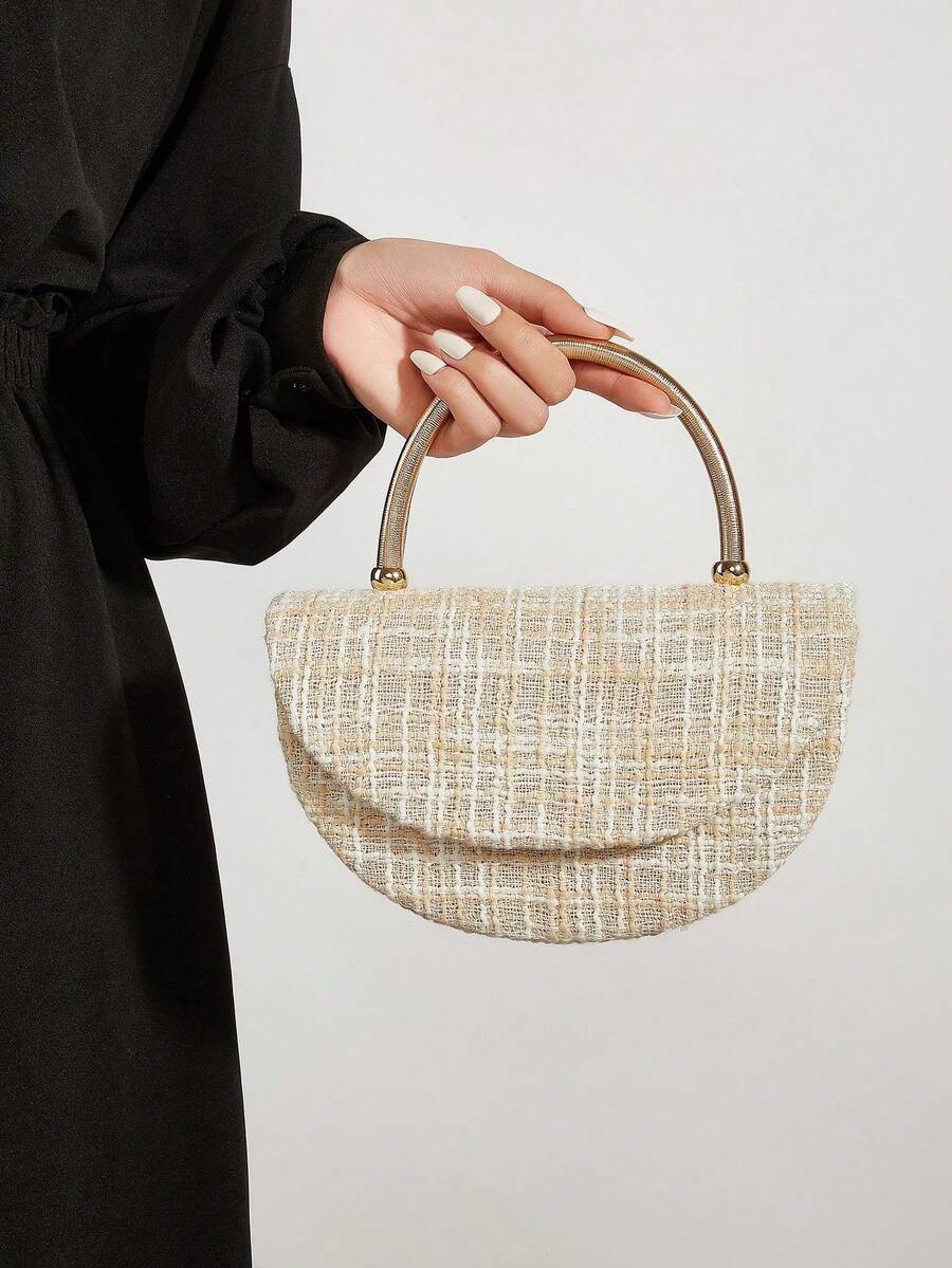 Elegant Patent Leather Women's Handbag, Minimalist Clutch Bag With Chain, Lightweight Luxury Handbag For Parties/Evenings, Perfect Birthday Gift For A Girlfriend, Suitable For Parties - 駝色 - 查看 1