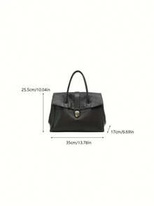 Women's Handbag And Shoulder Bag, Pure Black Soft Faux Leather Bag, Dual Top Handles, Minimalist Elegant, Suitable For Women's Office Daily Use All Seasons - Black - View 5