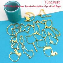 13PCS/Set, 37PCS/Set Random Mixed Color & Style Animal/Abstract Metal Hollow Frame, Gold/Silver Plated Mixed Color DIY Crystal Resin Bezel Pendant, UV Resin Mold, Handmade Beaded Earring Necklace Charm Accessory - A4205 - View 17