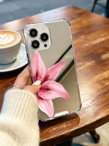 逼真粉色百合花鏡面手機殼，相容 iPhone 11/12/13/14/15/16/17/17pro/17e/17air/17pro Max 與 Galaxy/A54/A14/A12/A13/A15/A32/A33/A24/A52S/S20/S21/S22/S23/S24/S23Plus/S24ultra/S25/A15/A33/A23/S26/S26ultra/S25/S25ultra，透明保護殼，花卉設計，適合女性與女孩 - 彩色 - 查看 3