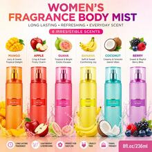 Wish 8.0 Fl Oz Women's Body Mist – Mango & Black Currant Pink Pepper – Orris Jasmine Lotus Patchouli Brown Sugar Vanilla – Designer Inspired Fruity Floral Scent – Refreshing Long Lasting For Party, Everyday Use – Ideal Gift For Girlfriend, Best Friend,Mom - Juicy Mango - 查看 3