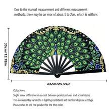 1/3/5pcs Foldable Portable Handheld Fan, Exquisite Peacock Print Pattern With Gold Foil Accents And Blue Floral Design, Premium Smooth Satin Fan Surface, Matte Black Textured Fan Bones, Multi-Scenario Use: Summer Cooling, Home Desktop Decor, Stage Photography Prop, High-End Gift, Suitable For Wedding Favors, Birthdays, Holidays, Anniversaries For Friends And Family - A - View 6