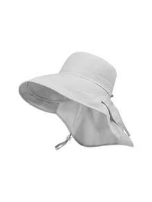 ZGUM 1 pieza Sombrero de cubo de ala ancha para mujer para actividades al aire libre, sombrero de sol de protección para verano, viajes, playa, festivales - Gris Claro - Ver 2