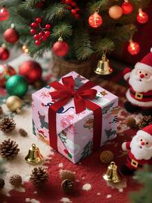 1 Roll Of Christmas Gift Wrapping Paper Featuring Cartoon Christmas Cats And Christmas Tree Patterns;Perfect For Christmas Gift Wrapping,Holiday Party Decor,Home Festive Decoration,DIY Craft,Festive Favour Wrapping Dimensions: 43 Cm X 300 Cm. - A - View 5