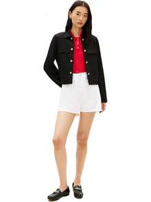 Chaqueta  de Frente Abierto con Botones, Manga Larga, Estilo Casual de Negocios, Blazer Casual para Mujer - Rojo primario - Ver 3