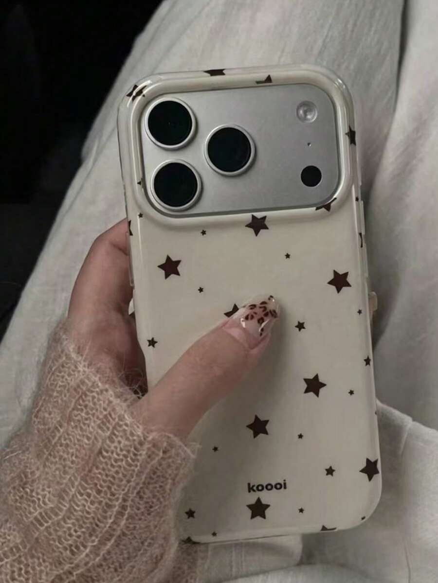 Vintage Black Brown Tortoise Shell Foil Texture Phone Case Compatible With IPhone 16/17 Pro Max, Apple 15 Soft Shell, 14 New 12 Pro Full Coverage 13 Pro Max Shockproof Protective Cover For Women - White - View 1