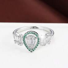 1 buah Cincin Wanita Minimalis Motif Tetesan Air Geometris Patchwork dengan Batu Zirkonia Kubik - MultiWarna - View 6