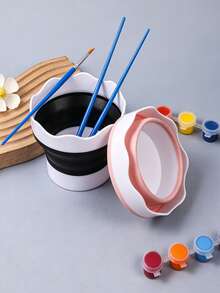 Mini Foldable Paint Brush Cleaning Bucket, Small Portable Handheld Brush Washer, Suitable For Art Students Painting - Multicolor - View 1