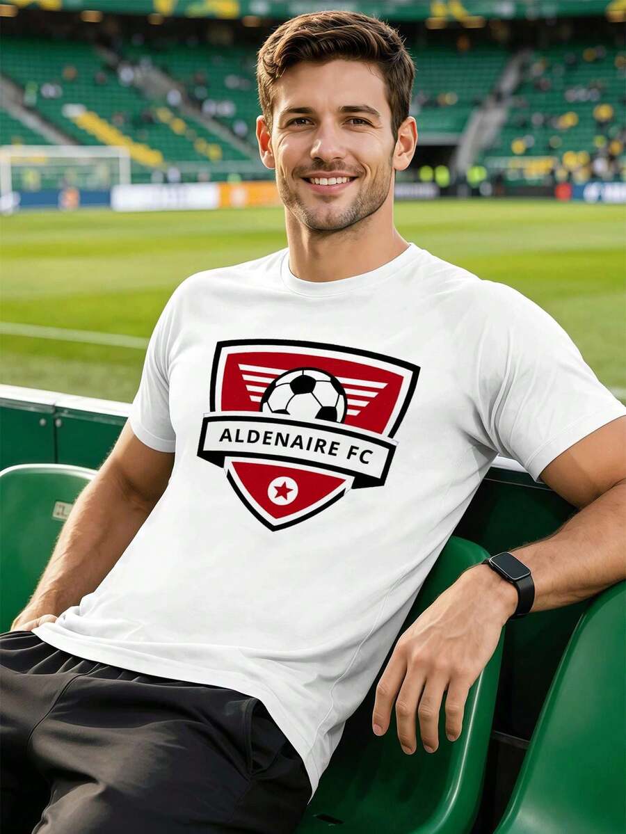 Camiseta casual de fútbol para hombre, 100% algodón, corte holgado, estilo hip-hop urbano, transpirable. - Blanco - Ver 1