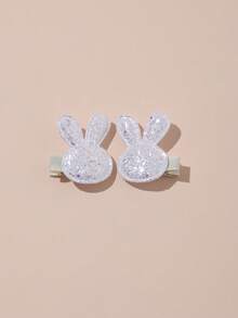 12pcs Baby Hair Clips, Cute Glitter Rabbit Head Design, Skin-Friendly Non-Snag Fabric-Wrapped Clips, Suitable For All Seasons, Daily Home Leisure, Holiday Party Celebration Gift, Fashionable Mom & Baby Essential, Perfect For Baby Photo Shoots - Multicolor - View 3